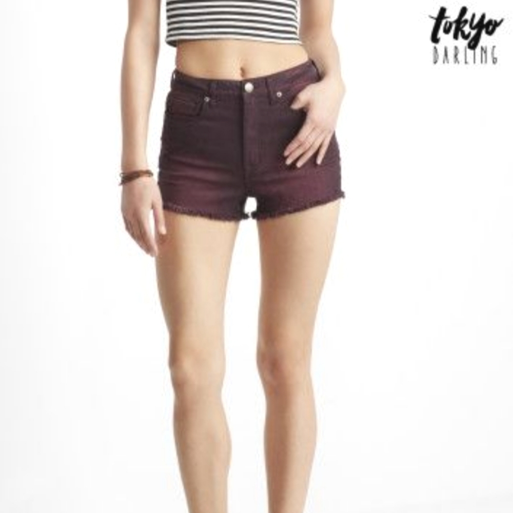 TOKYO DARLING | Maroon Super High Waisted Shortie
